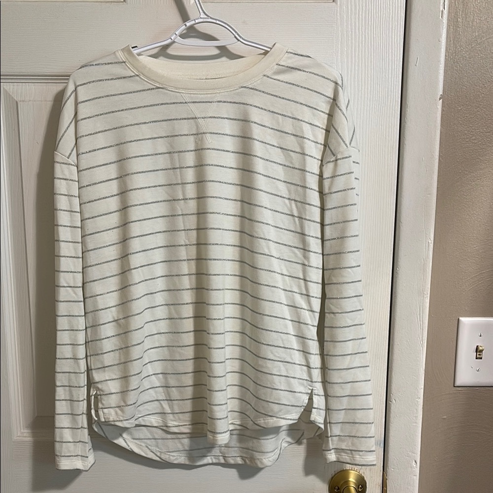 Striped White and Gray Women’s Shirt